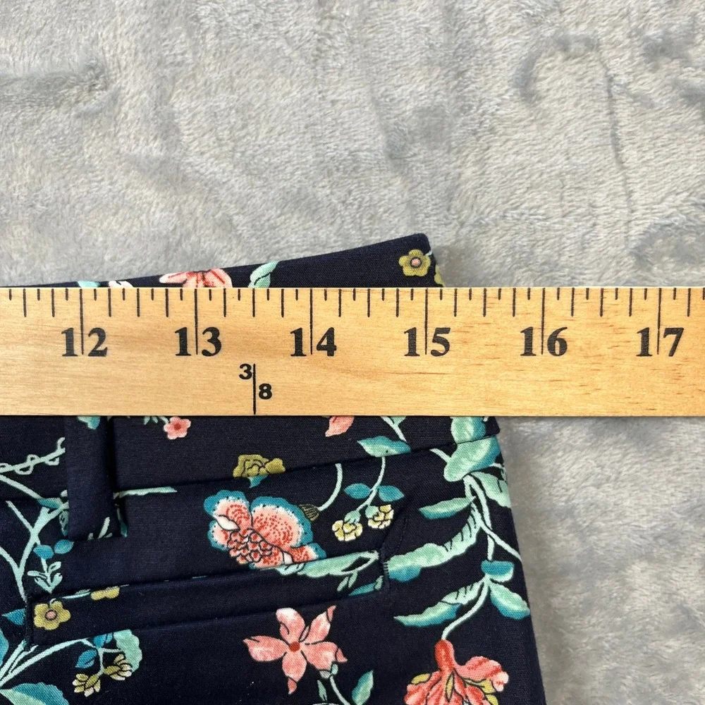 LOFT Riviera Pant Women Navy‎ Blue Floral Julie Fit Cropped Trousers NWT 2